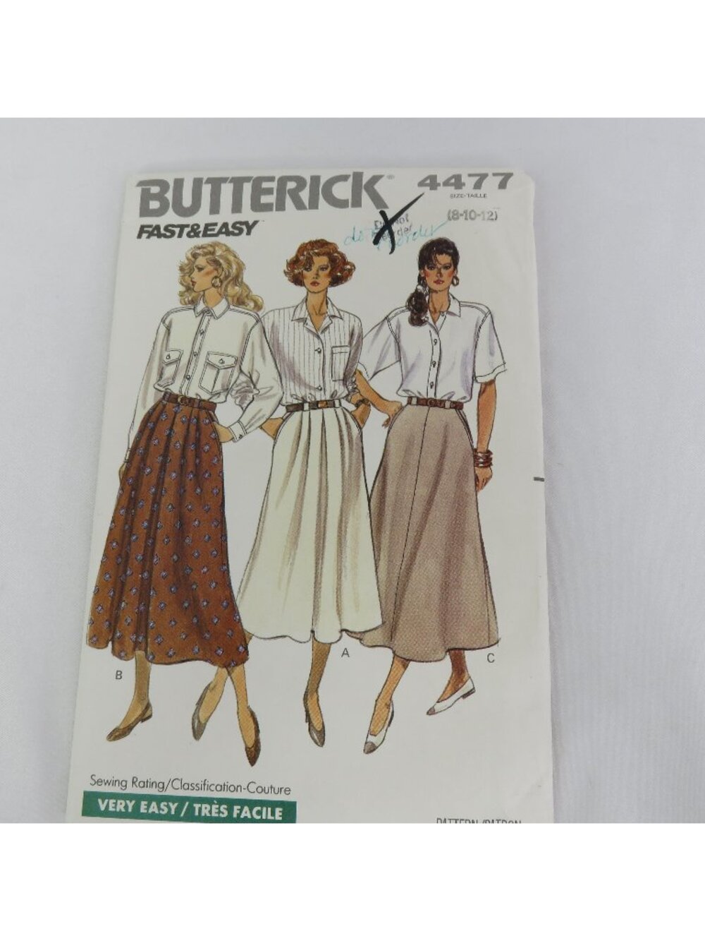 Butterick 4477 Sewing Pattern Size 8-12 Misses Very Easy Flared Skirt Modest